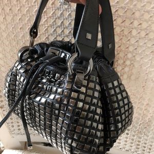 Karen Millen black leather-silver stud small bag
